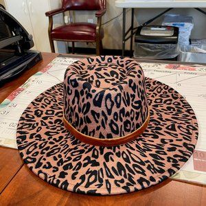NASHVILLE WIDE BRIM HAT - LEOPARD TAN